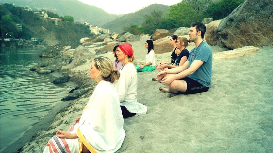 Meditation Session On The Bank Of The Ganga